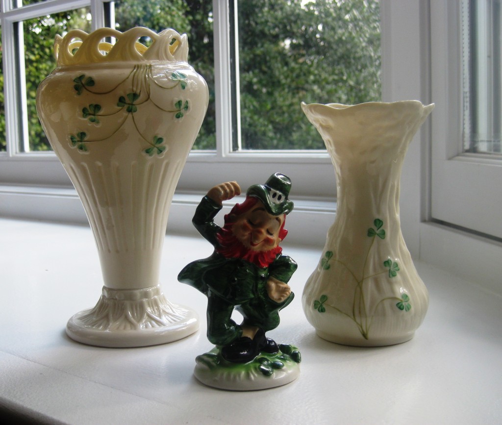 beleek vases in bay window