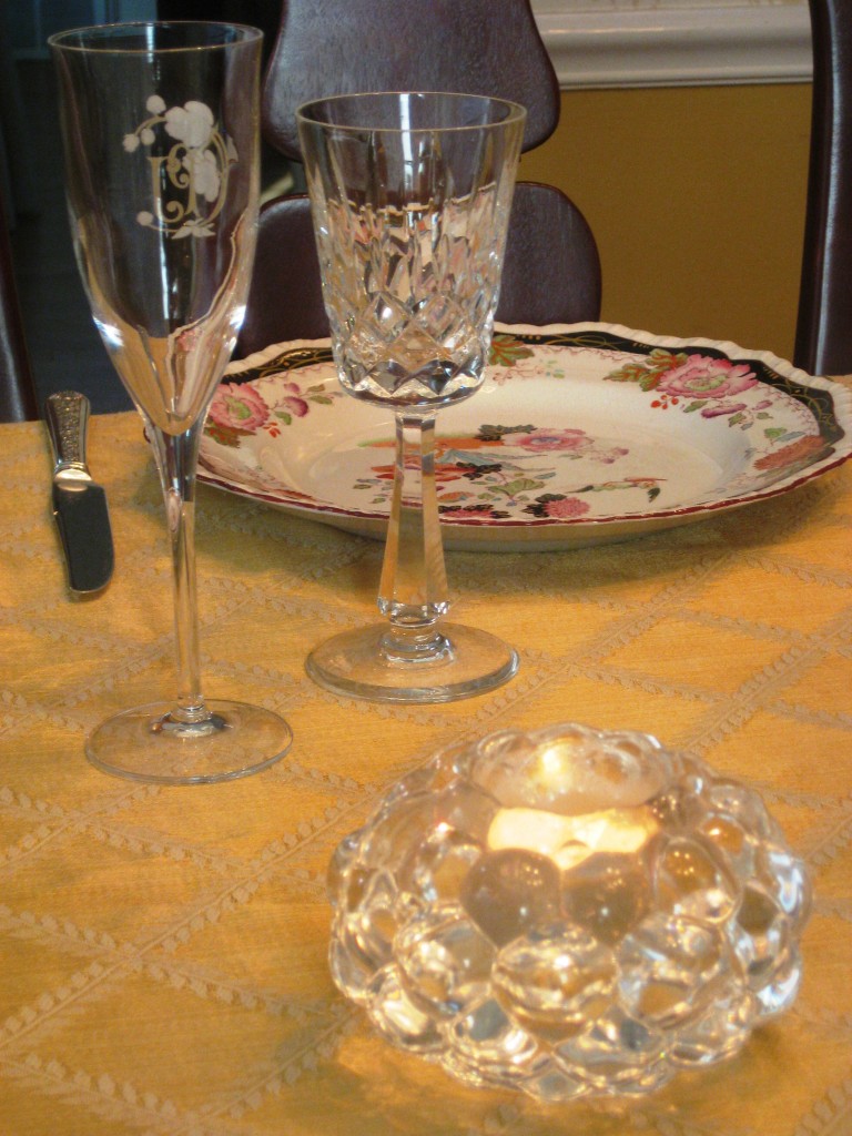 crystal stemware and votive