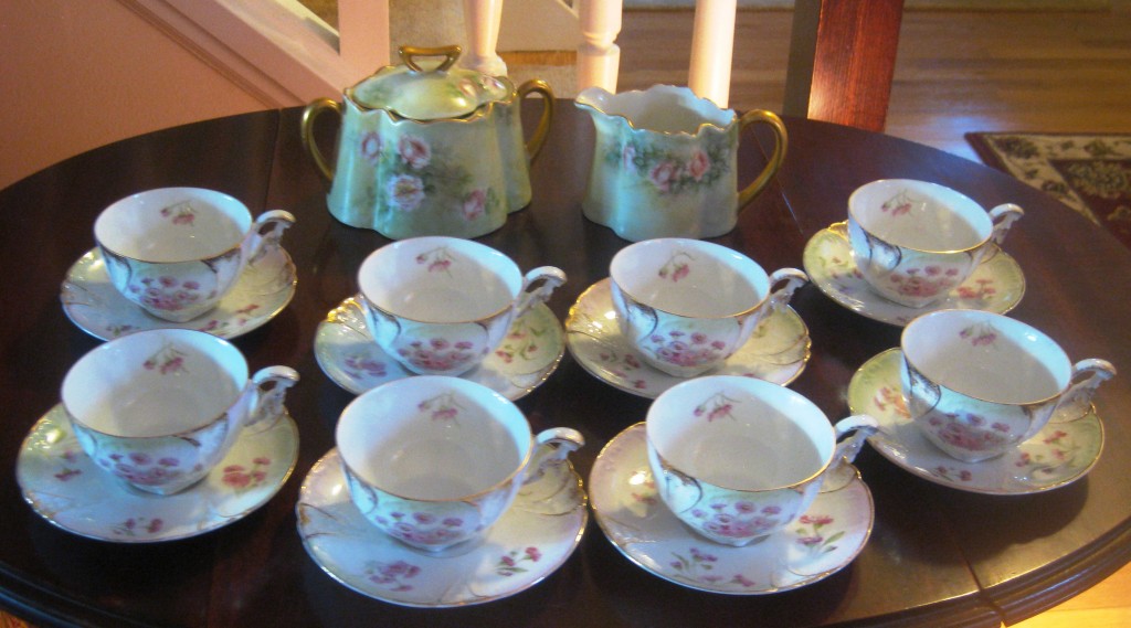 mint green tea set full view