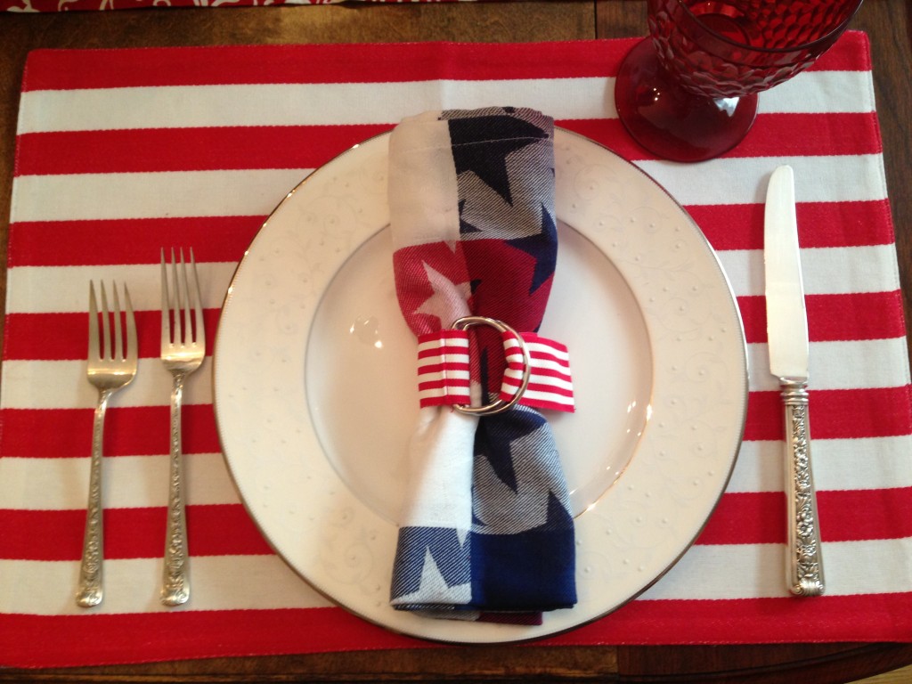 place setting red stripes